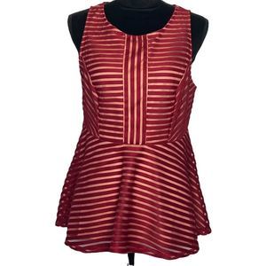 Torrid Dark Red Shadow Stripe Peplum Top